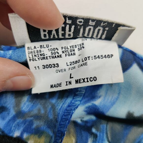 Vtg Byer Too! 90s Abstract Blue Floral Slip Dress Large Y2K Artsy Fairy Grunge - Picture 8 of 13